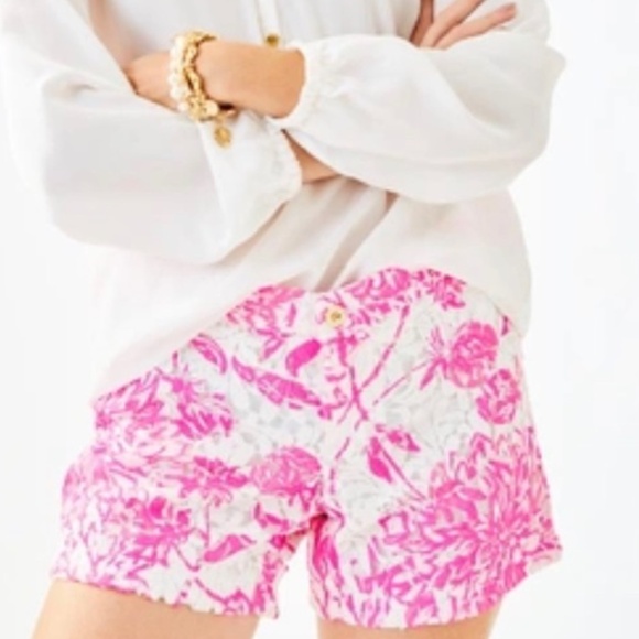 Lilly Pulitzer, Kelly Lace shorts, Pink and White - Picture 1 of 6
